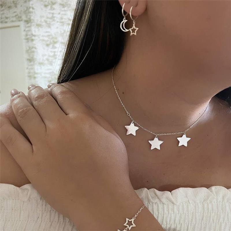 BRINCO PRATA 925 ARGOLINHA LUA PENDURADA