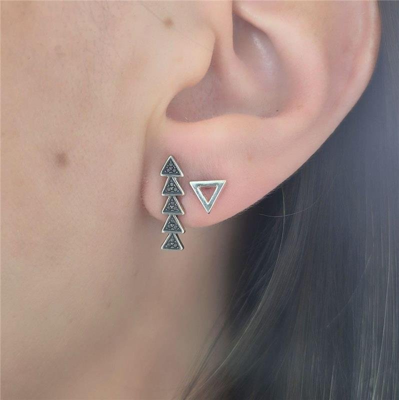 BRINCO PRATA 925 BALI EAR CUFF PONTAS FLECHA TRABALHADO