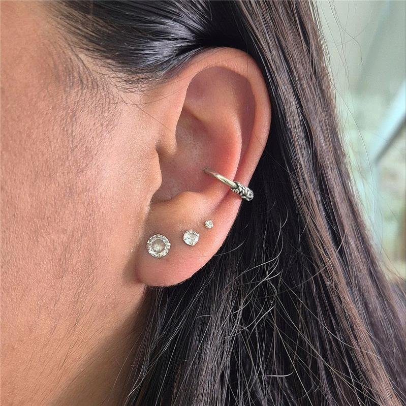 BRINCO PRATA 925 BALI PIERCING FAKE TRABALHADO CORDA BOLINHAS