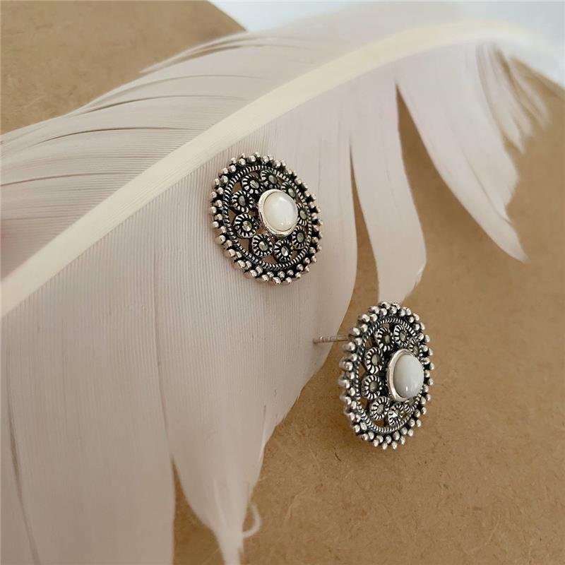 BRINCO PRATA 925 BALI REDONDO COM PEDRA NATURAL