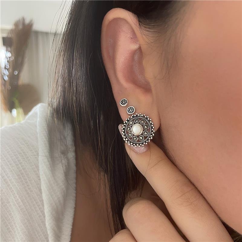 BRINCO PRATA 925 BALI REDONDO COM PEDRA NATURAL