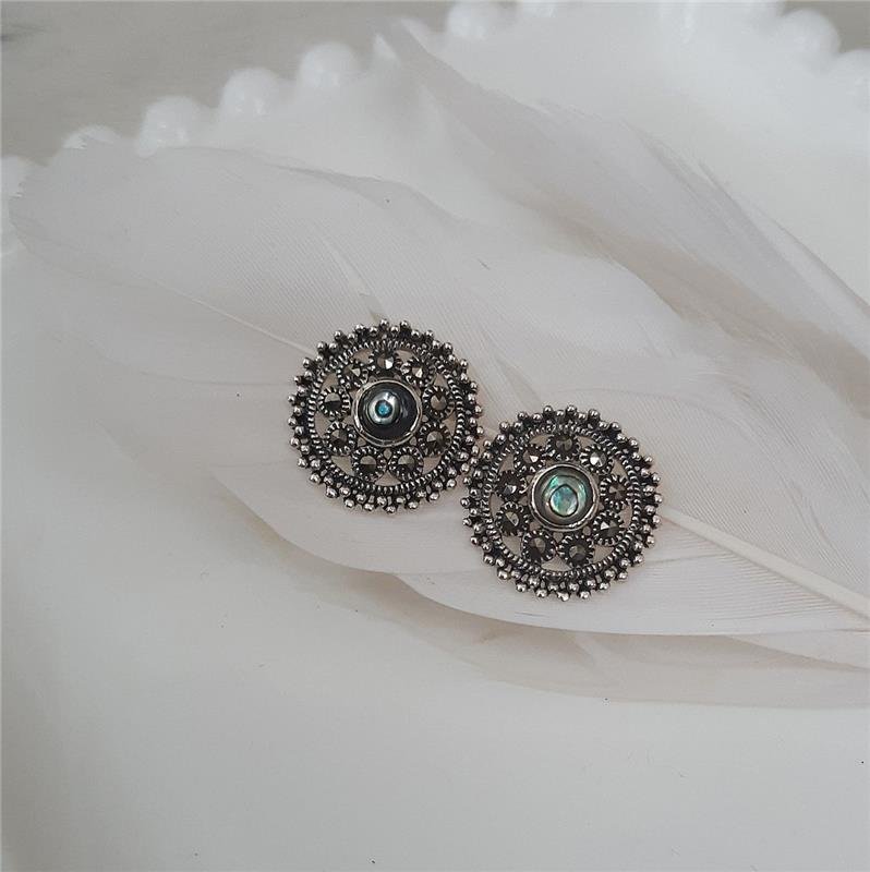 BRINCO PRATA 925 BALI REDONDO COM PEDRA NATURAL