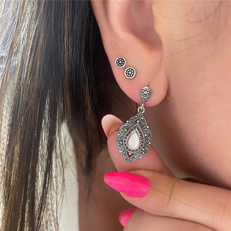 BRINCO PRATA 925 BALI REDONDO LISO PEQUENO COM DETALHES EM BOLINHAS