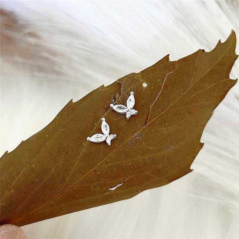 BRINCO PRATA 925 BORBOLETA CRAVEJADA