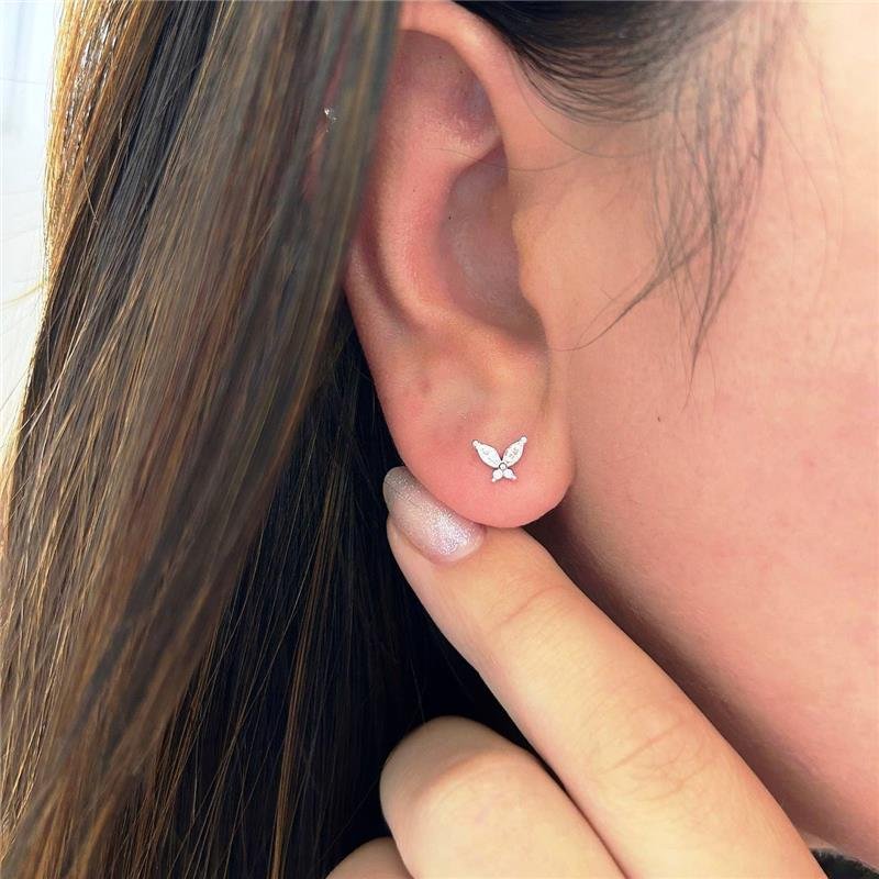 BRINCO PRATA 925 BORBOLETA CRAVEJADA