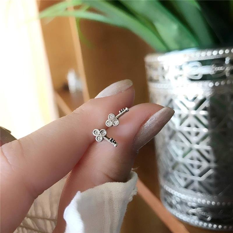 BRINCO PRATA 925 CHAVE COM PEDRA