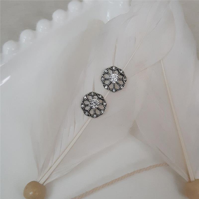 BRINCO PRATA 925 CIRCULAR TRABALHADO COM PEDRA