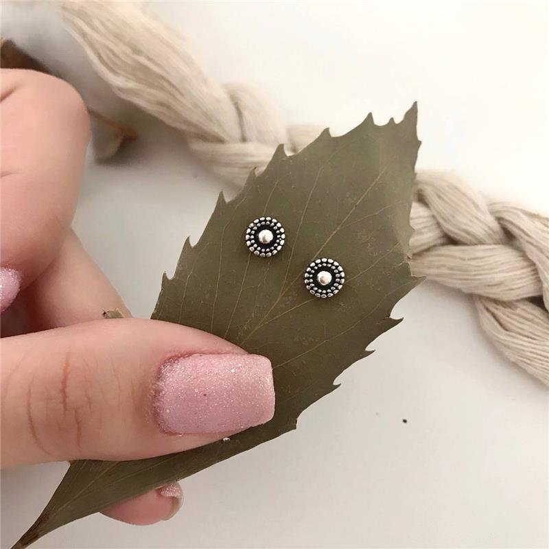 BRINCO PRATA 925 CÍRCULO COM BOLINHA