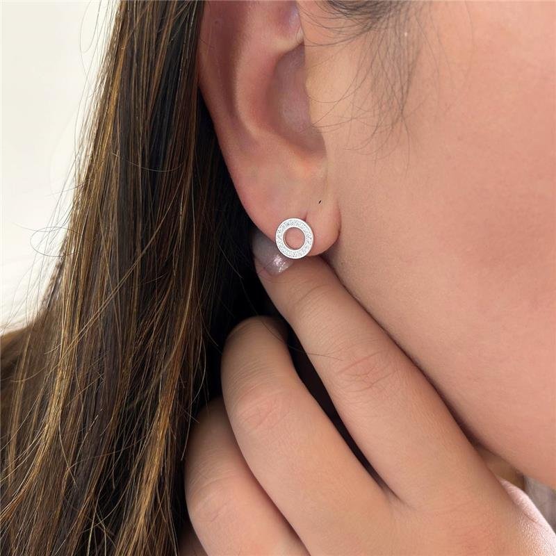 BRINCO PRATA 925 CIRCULO CRAVEJADO