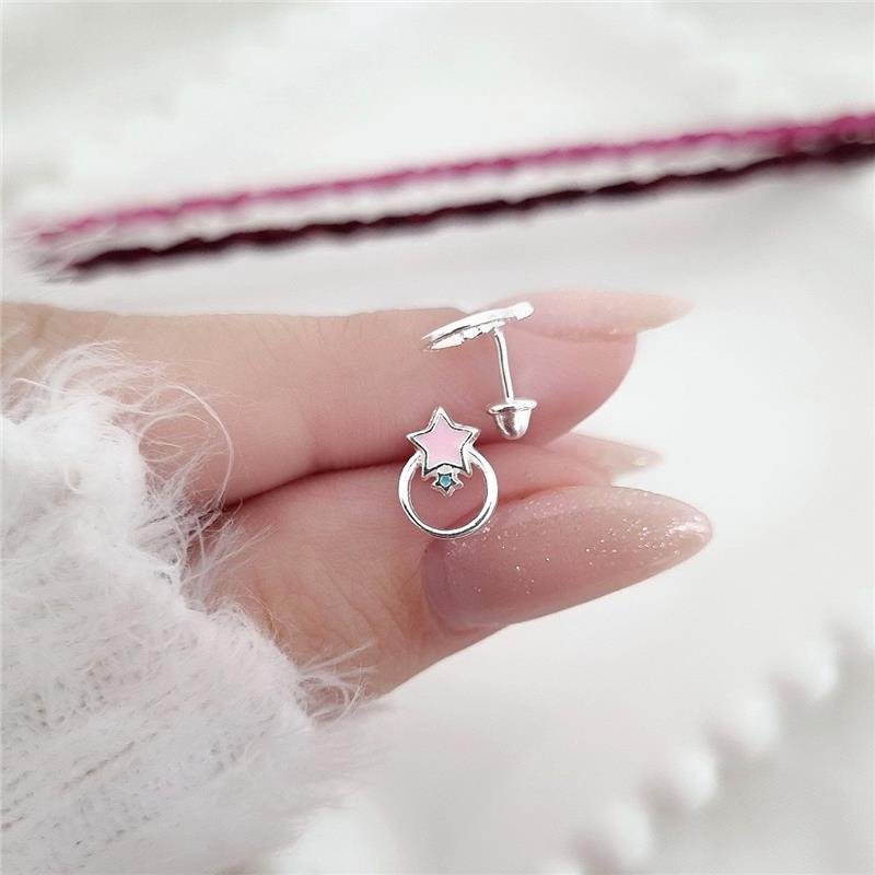 BRINCO PRATA 925 CÍRCULO ESTRELAS COLORIDAS