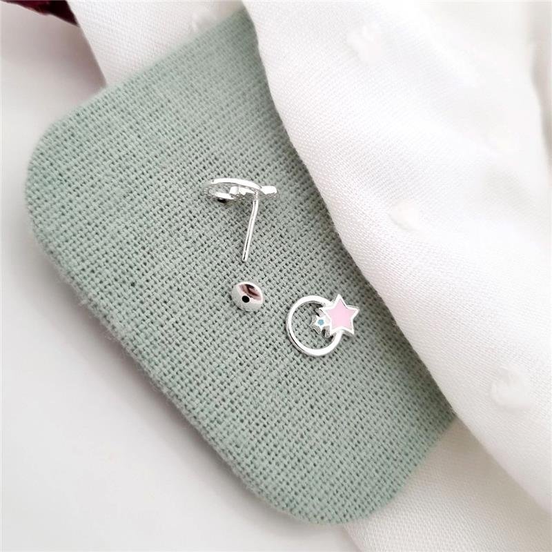 BRINCO PRATA 925 CÍRCULO ESTRELAS COLORIDAS