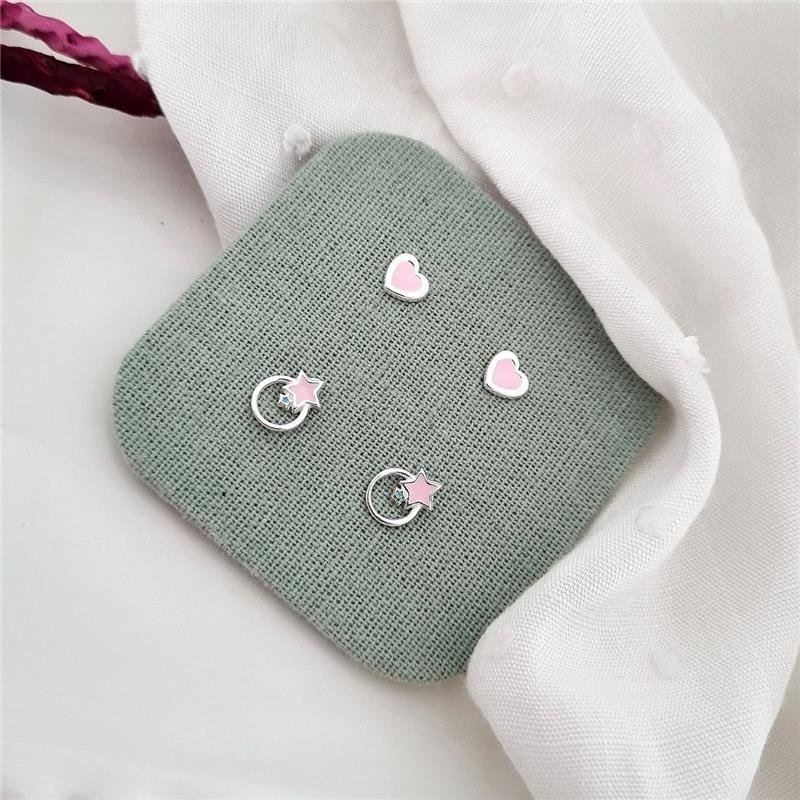 BRINCO PRATA 925 CÍRCULO ESTRELAS COLORIDAS