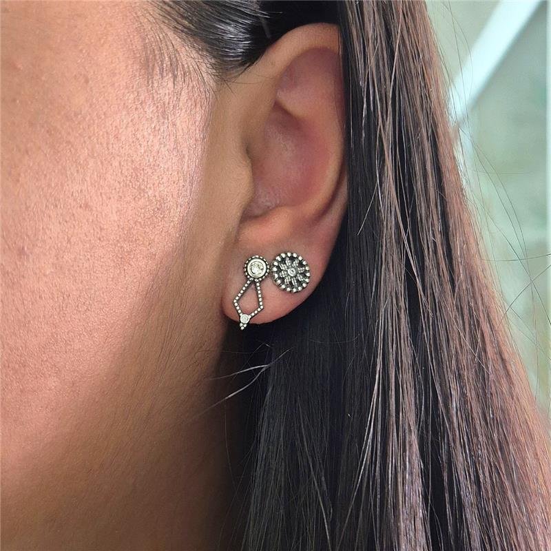 BRINCO PRATA 925 CIRCULO FLOR CRAVEJADA