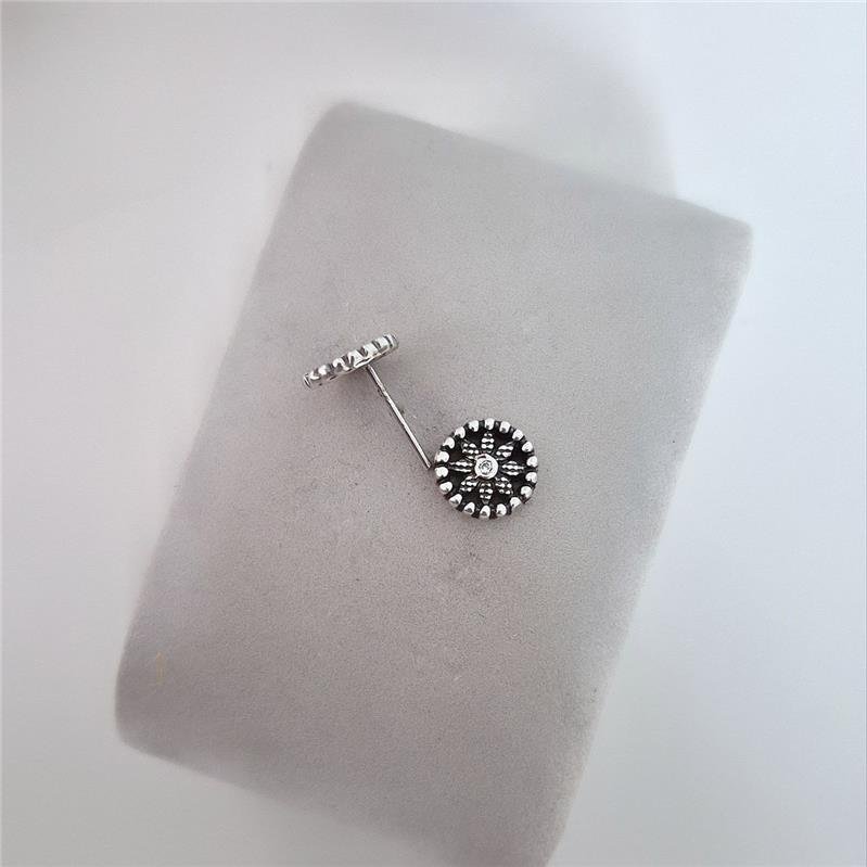 BRINCO PRATA 925 CIRCULO FLOR CRAVEJADA