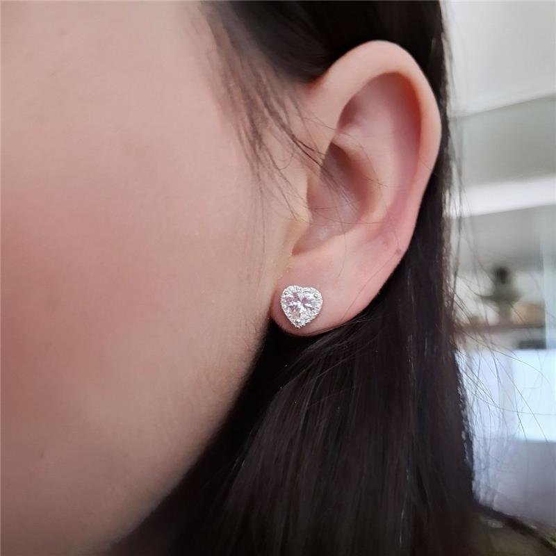  BRINCO PRATA 925 CORAÇÃO 9MM ZIRCONIAS CRAVEJADAS