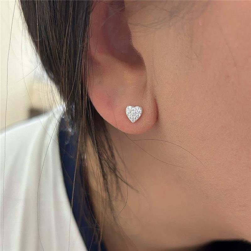 BRINCO PRATA 925 CORAÇÃO CRAVEJADO PEQUENO