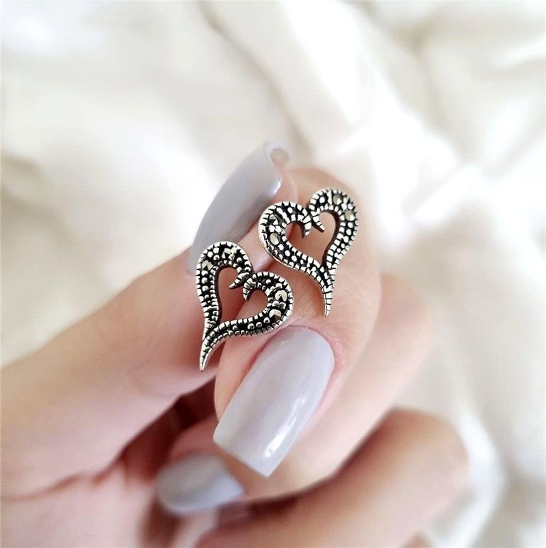 BRINCO PRATA 925 CORAÇÃO DUAS METADES CRAVEJADO