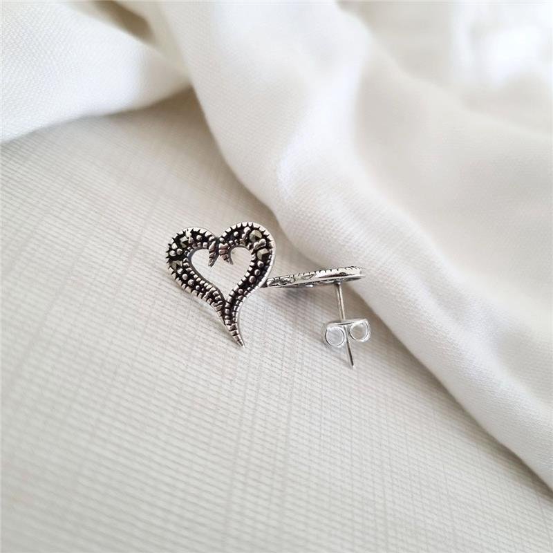 BRINCO PRATA 925 CORAÇÃO DUAS METADES CRAVEJADO