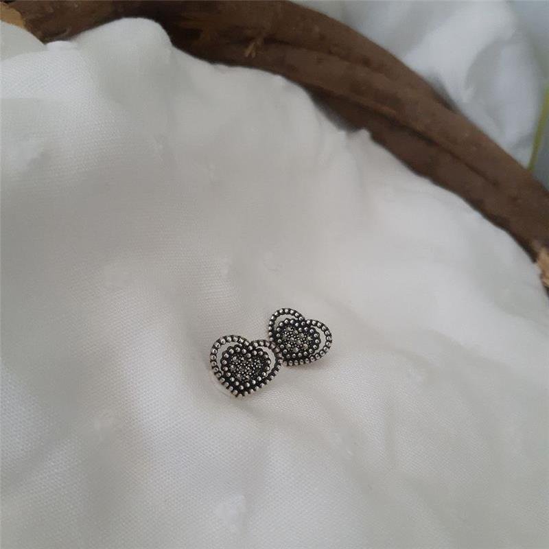 BRINCO PRATA 925 CORAÇÃO DUPLO COM MARCASSITAS