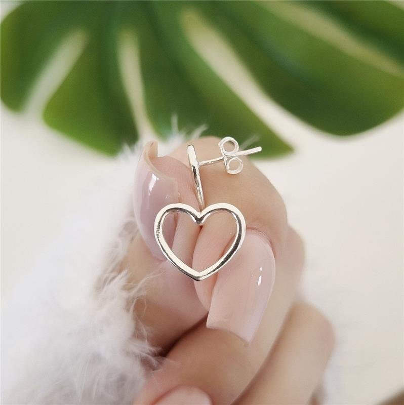 BRINCO PRATA 925 CORAÇÃO FINO VAZADO