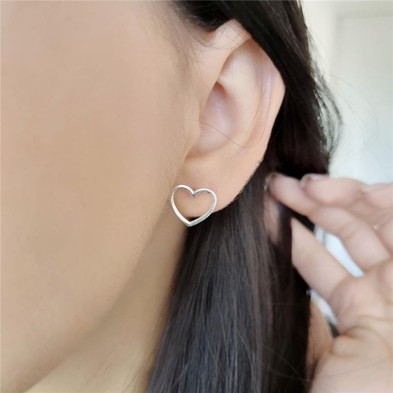 BRINCO PRATA 925 CORAÇÃO FINO VAZADO