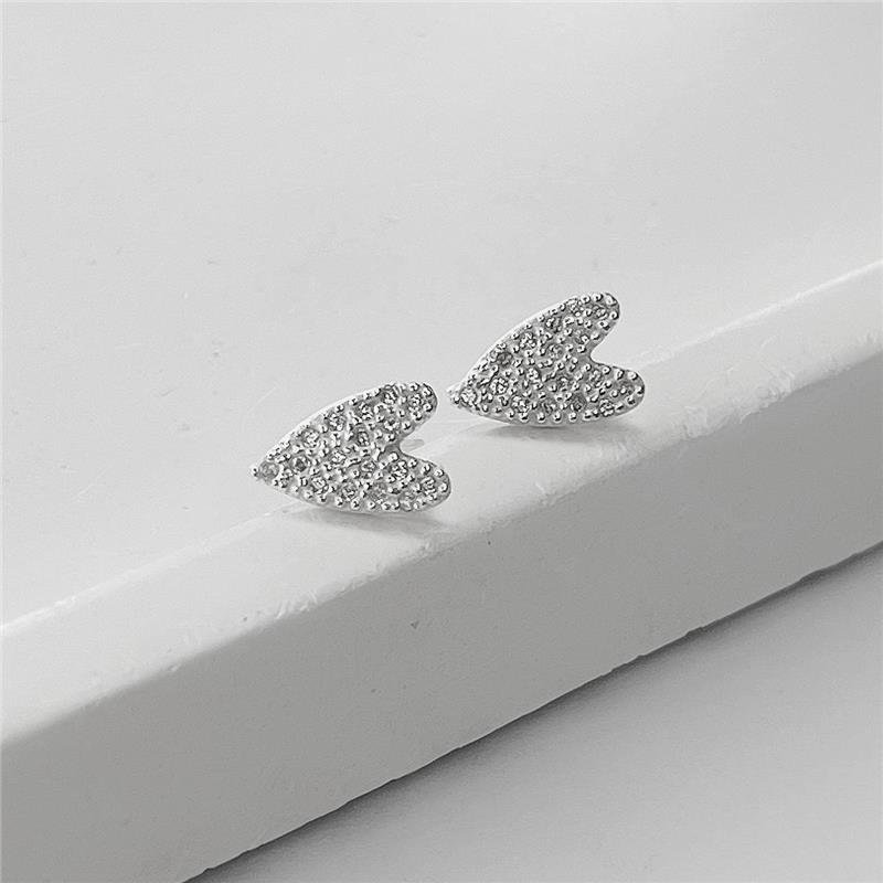 BRINCO PRATA 925 CORAÇÃO MÉDIO MICROZIRCÔNIAS CRAVEJADAS