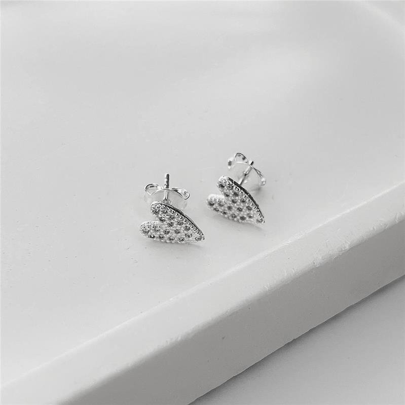 BRINCO PRATA 925 CORAÇÃO MÉDIO MICROZIRCÔNIAS CRAVEJADAS