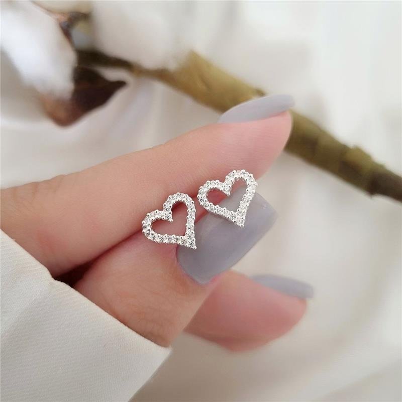 BRINCO PRATA 925 CORAÇÃO PEDRA COLORIDAS