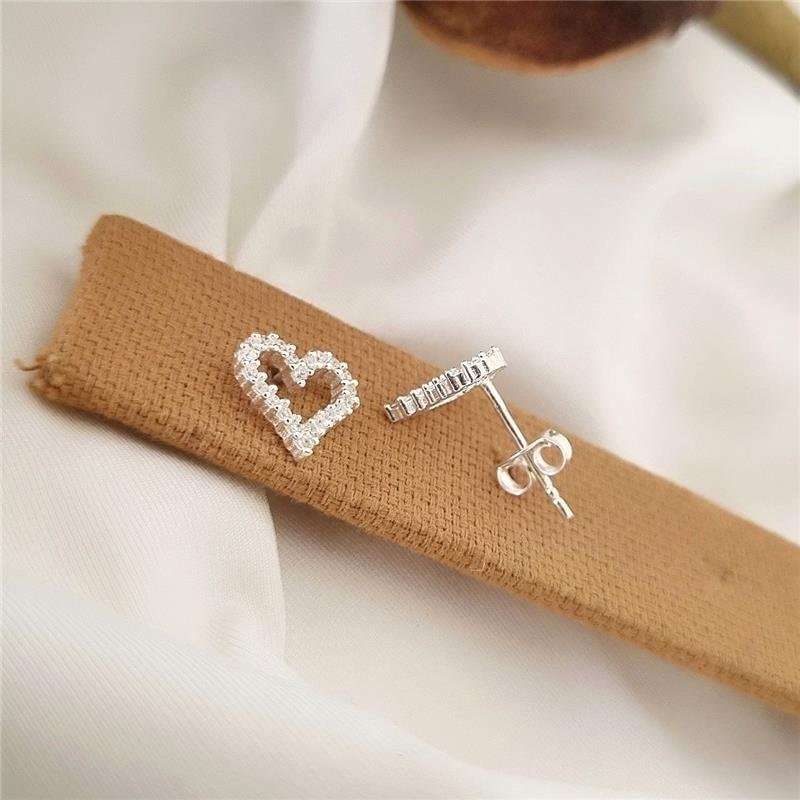 BRINCO PRATA 925 CORAÇÃO PEDRA COLORIDAS