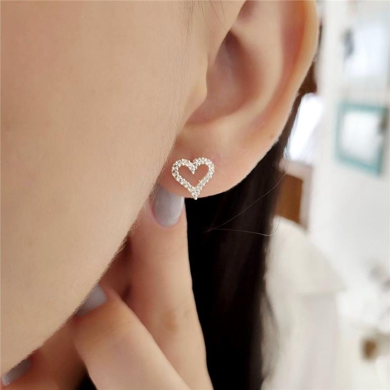 BRINCO PRATA 925 CORAÇÃO PEDRA COLORIDAS