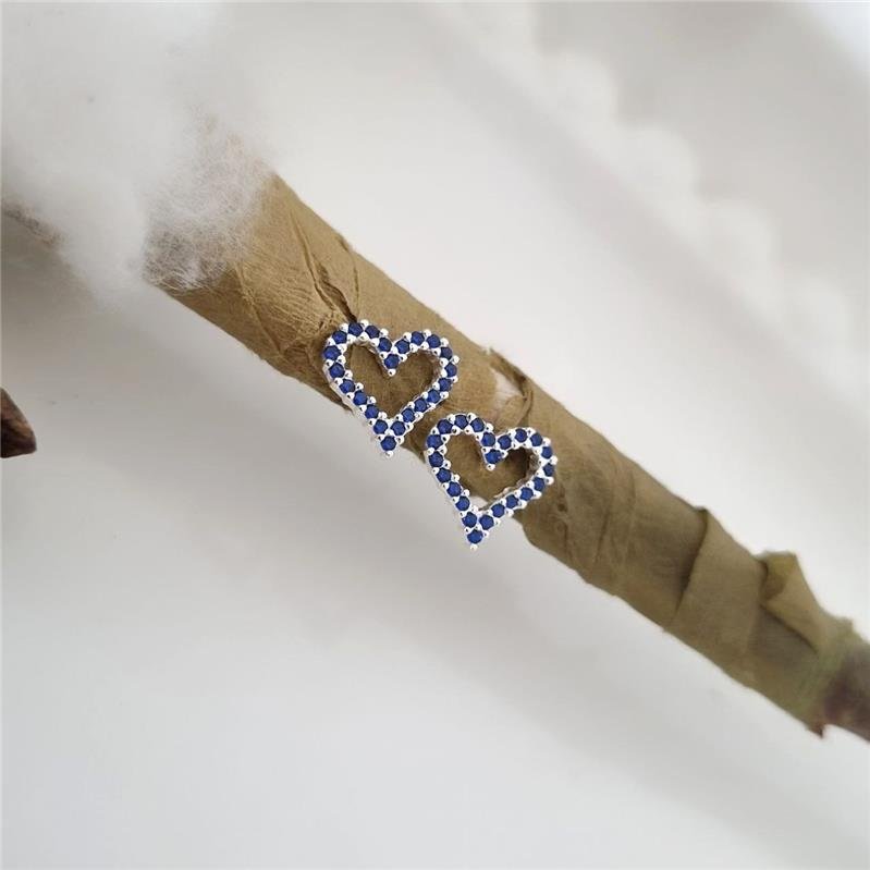 BRINCO PRATA 925 CORAÇÃO PEDRA COLORIDAS