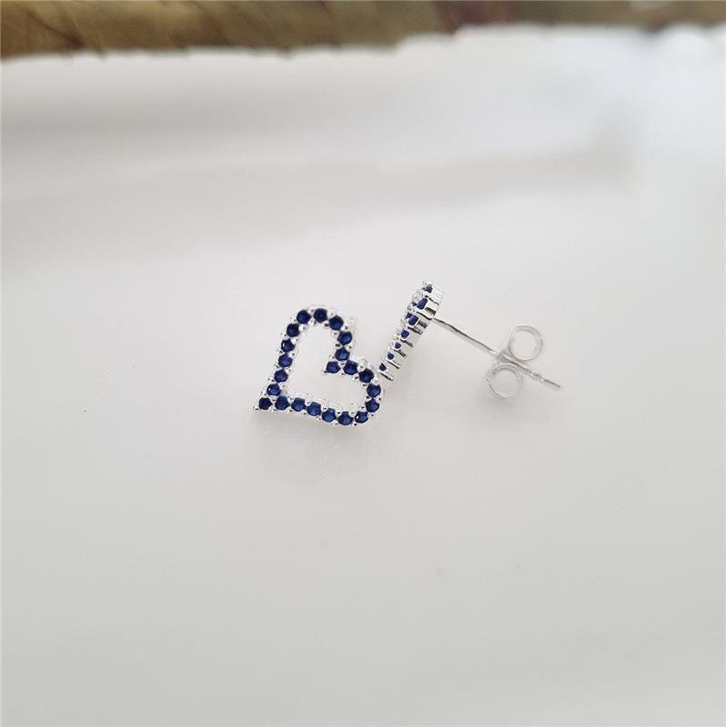 BRINCO PRATA 925 CORAÇÃO PEDRA COLORIDAS