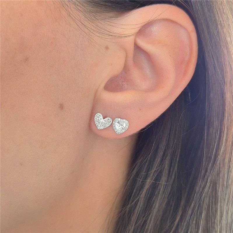 BRINCO PRATA 925 CORAÇÃO PEQUENO CRAVEJADO