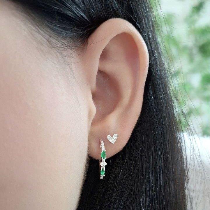 BRINCO PRATA 925 CORAÇÃO ZIRCONIA PEQUENO