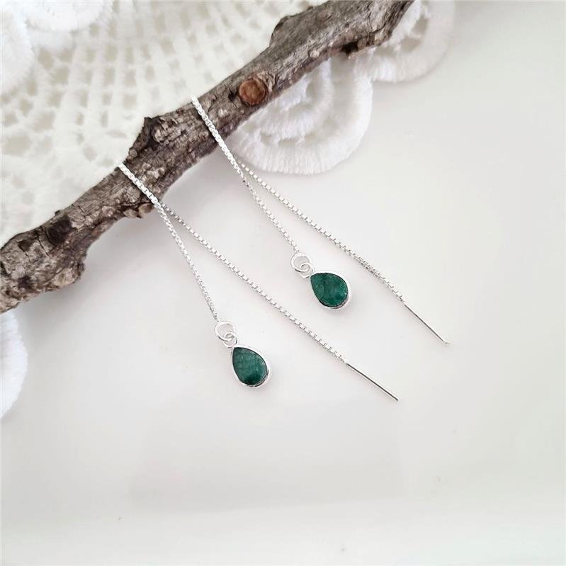 BRINCO PRATA 925 CORRENTE GOTA PEDRA NATURAL