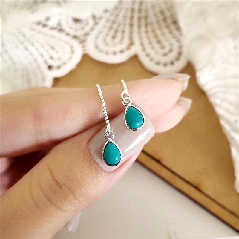 BRINCO PRATA 925 CORRENTE GOTA PEDRA NATURAL