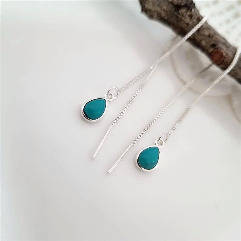 BRINCO PRATA 925 CORRENTE GOTA PEDRA NATURAL