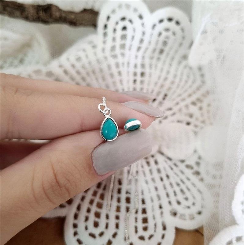 BRINCO PRATA 925 CORRENTE GOTA PEDRA NATURAL