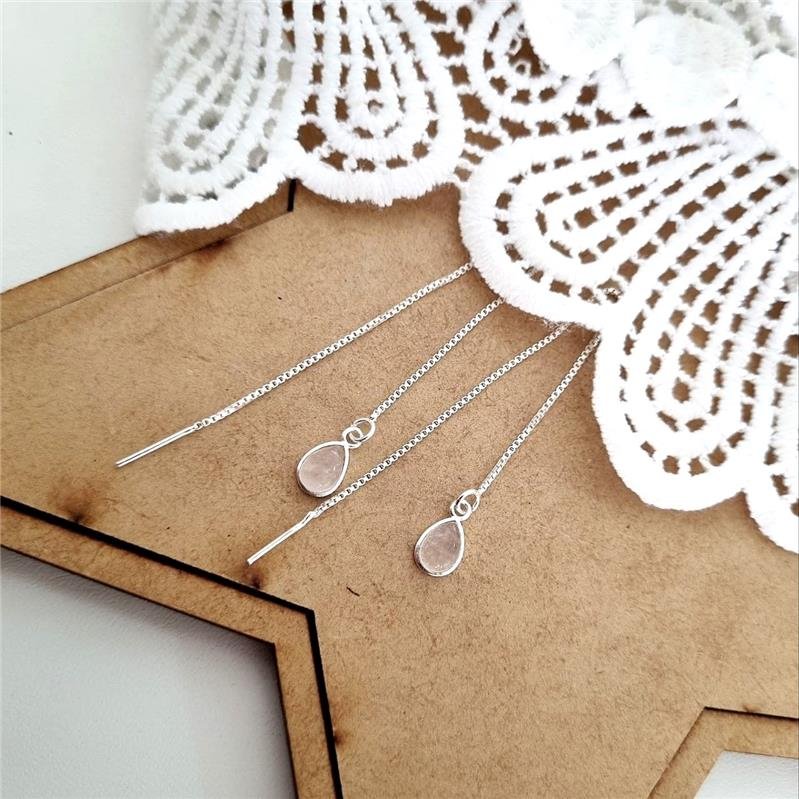 BRINCO PRATA 925 CORRENTE GOTA PEDRA NATURAL