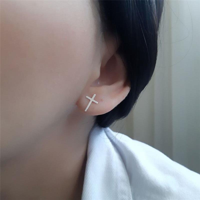 BRINCO PRATA 925 CRUZ LISA GRANDE