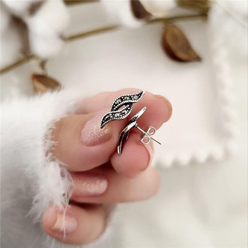 BRINCO PRATA 925 DUPLO ONDULADO COM PEDRA