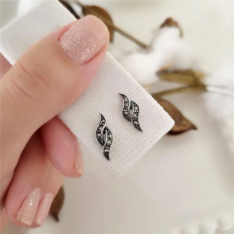 BRINCO PRATA 925 DUPLO ONDULADO COM PEDRA