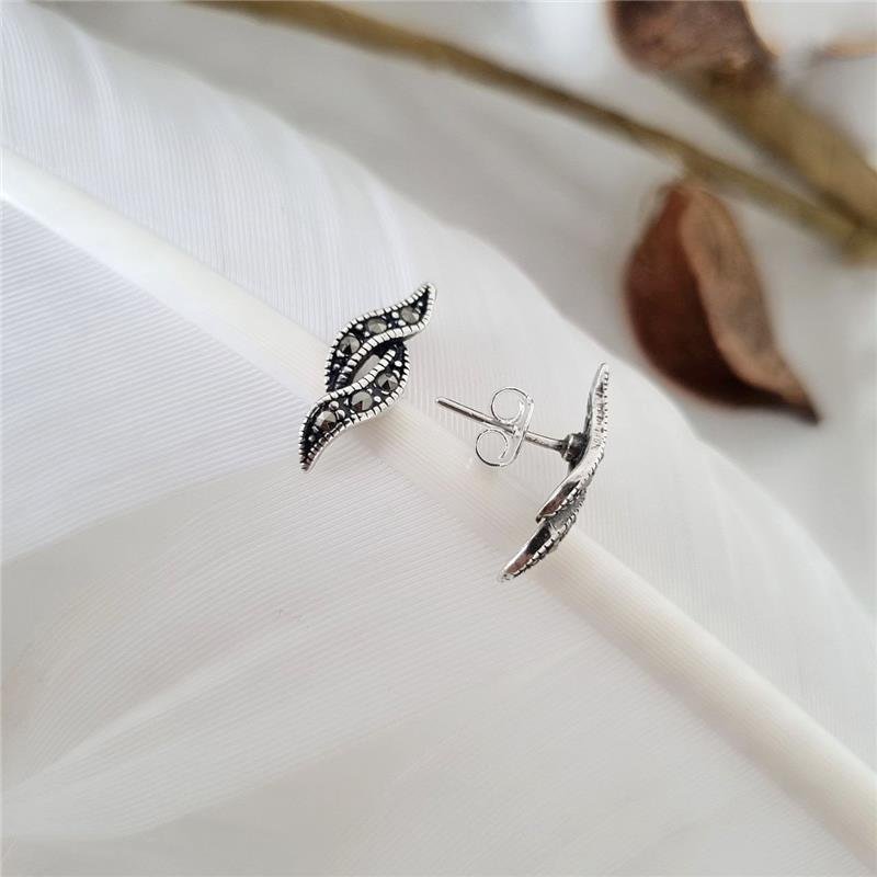 BRINCO PRATA 925 DUPLO ONDULADO COM PEDRA