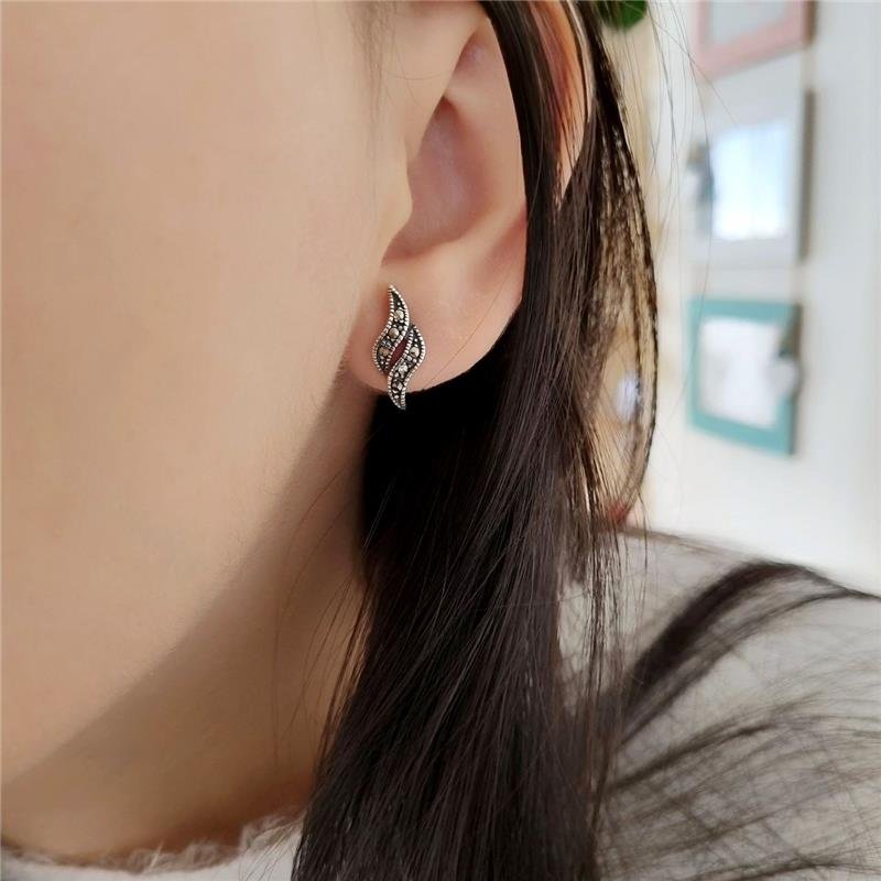 BRINCO PRATA 925 DUPLO ONDULADO COM PEDRA