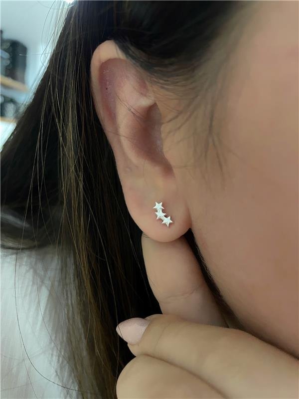BRINCO PRATA 925 EAR CUFF 3 ESTRELAS UNIDAS LISA