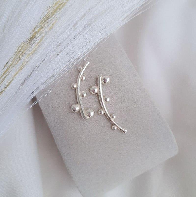 BRINCO PRATA 925 EAR CUFF BOLINHAS