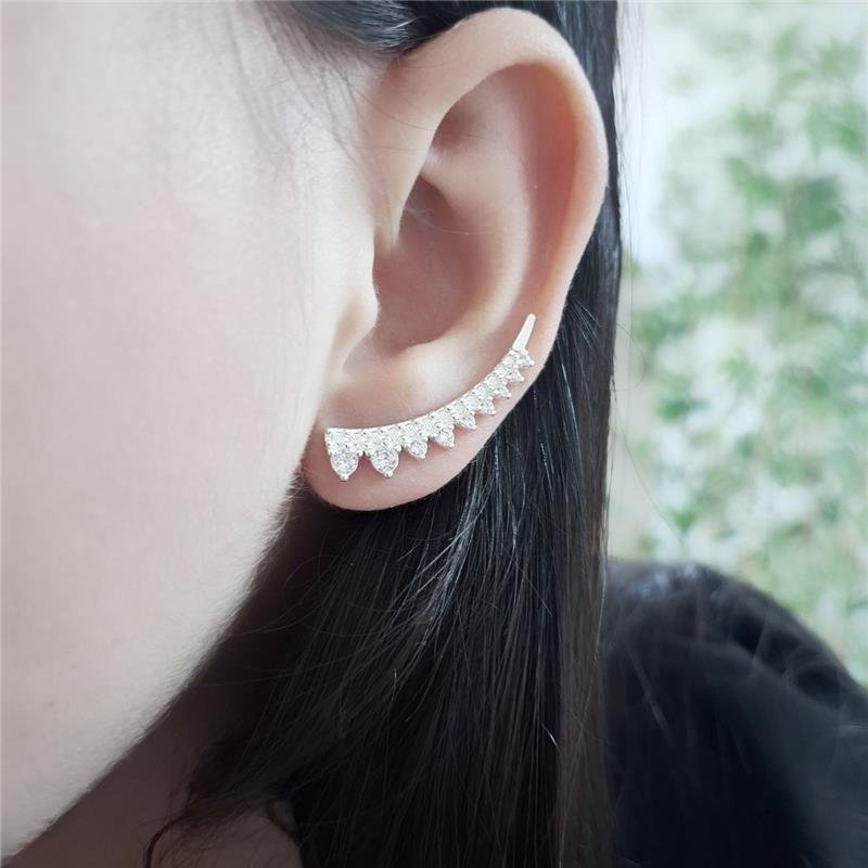 BRINCO PRATA 925 EAR CUFF DETALHES CRAVEJADOS