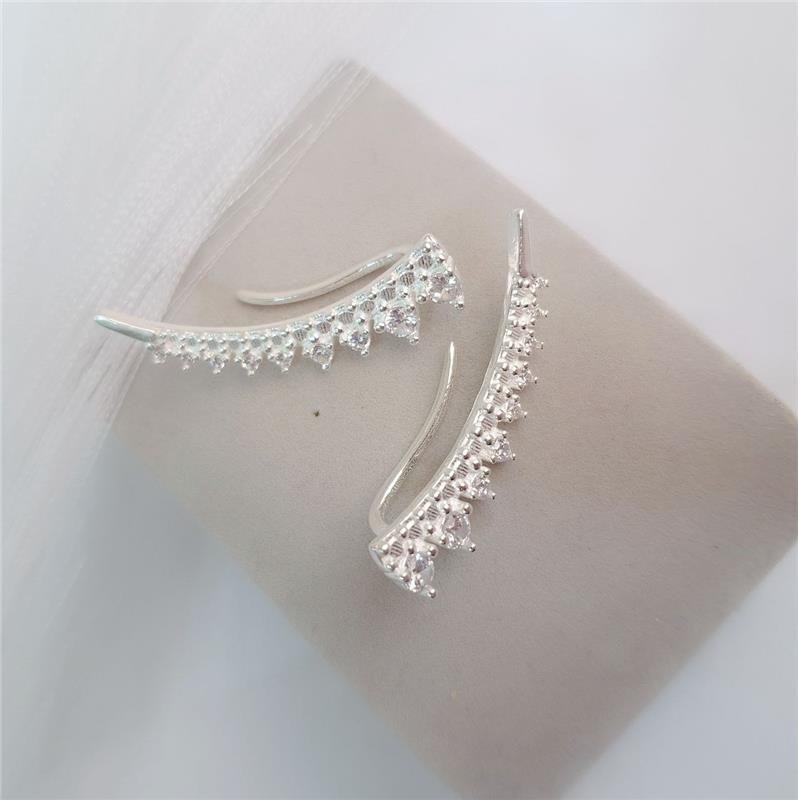 BRINCO PRATA 925 EAR CUFF DETALHES CRAVEJADOS