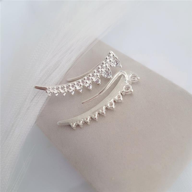 BRINCO PRATA 925 EAR CUFF DETALHES CRAVEJADOS