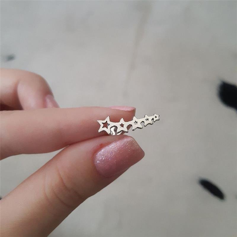 BRINCO PRATA 925 EAR CUFF ESTRELAS VAZADAS